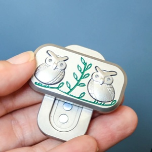 Bouton coulissant en alliage en forme de hibou personnalisé, anti-stress, jouet de bureau en métal EDC pour adultes, enfants, garçons, filles, cadeaux - Product Image 4