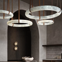 Lampe suspendue en marbre et albâtre de luxe, prix d'usine, certifiée CE, pour hôtel, hall d'accueil, salle de banquet, salle de bal, atrium, luminaire LED suspendu