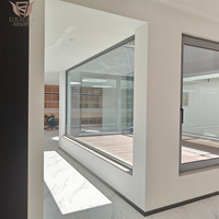 Ventana Abatible de Madera con Revestimiento de Aluminio y Aislamiento Térmico, Marco Negro, Eficiente Energéticamente, Insonorizada, para Terraza de Villa, Horizontal