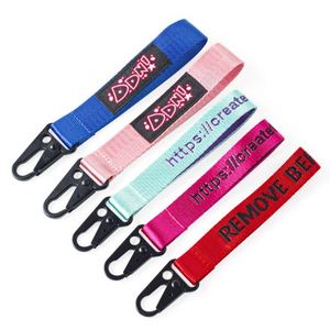 Bracelet personnalisé avec logo, en tissu brodé, court, porte-clés, cordon pour clés - Product Image 4