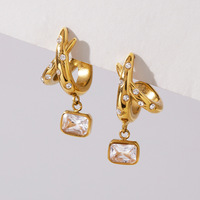 Boucles d'oreilles carrées de luxe Gaovo Premium en forme de X et en C avec zircone cubique pour femme, en acier inoxydable, résistantes au ternissement, bijoux de mode
