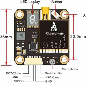 AKK FX2 Ultimate Original, 5.8GHz, 40CH, 25mW/200mW/600mW/1000mW, Video Conmutable, Ultra Largo Alcance, para Carreras RC - Product Image 4