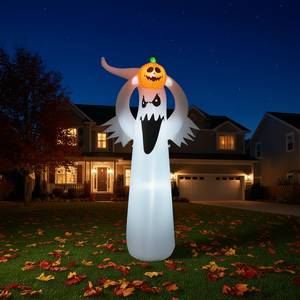 Decoración inflable de calabaza de Halloween para exteriores, fantasma iluminado de 6 pies con cabeza de Jack O'Lantern para decoración de fiestas de Halloween - Product Image 2