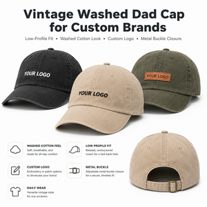Casquette de baseball en coton lavé personnalisée de qualité supérieure avec boucle coulissante métallique, casquette non structurée à 6 panneaux pour merchandising technologique et <span class=keywords><strong>immobilier</strong></span> de luxe - Product Image 2