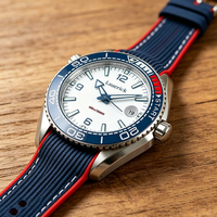Montre mécanique automatique classique multifonctionnelle pour homme, en tissu de plongée, bleu et blanc, avec cercle, style sportif et décontracté