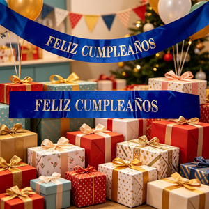 Fascia Blu 'Buon Compleanno' con Lettere Iridescenti, Eleganti Decorazioni per Feste, Confezione da 12 Pezzi - Product Image 3