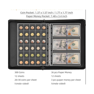 Album de collection de pièces de monnaie imperméable et ignifuge YY, étui de rangement pour devises, porte-monnaie pour pièces de monnaie, médailles et espèces - Product Image 4