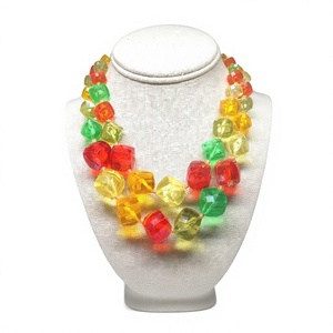 Collier de perles en résine transparente, multicolore, avec perles naturelles et chaîne à billes en résine, bijou de fête, pièce maîtresse tendance pour femme - Product Image 4