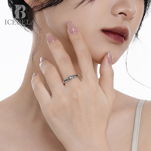 Unico Design annerimento Vintage S925 anello di apertura regolabile in <span class=keywords><strong>argento</strong></span> puro con petali di zircone da donna - Product Image 5