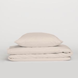 Ensemble de housse de couette 100% coton beige, lit simple français 140x200cm - Product Image 1