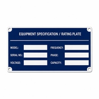 Plaque signalétique métallique en aluminium gravée avec lettrage, fixation par vis pour l'identification et la traçabilité des machines