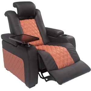 リクライニングチェアホームシアター座席グレー牛革ホームシネマソファ家具プライベートシアター用 - Product Image 2