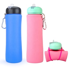 ขวดน้ำพกพาซิลิโคนเกรดอาหาร ปลอดสาร BPA ใช้ซ้ำได้ สำหรับออกกำลังกาย - Product Image 2