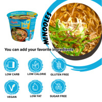 Nouilles instantanées chinoises de la marque Minoodles, saveur fruits de mer, bœuf, poulet, HALAL, bol de 110 g