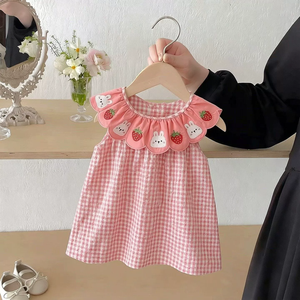 Vestito Estivo a Quadri con Fragole per Bambine, Stile Mori Girl, Super Carino da Principessa, Nuovissimo Stile Fresco per Neonate 2026 - Product Image 6