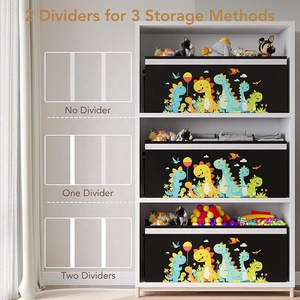 Boîte de rangement pliable pour jouets en tissu à 3 compartiments, grande capacité, bac de rangement divisé pour la chambre d'enfant, <span class=keywords><strong>coffre</strong></span> à jouets personnalisé à 3 sections - Product Image 3