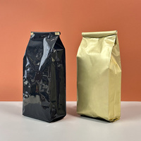 Sachet personnalisé imprimé 250g 1kg avec fermeture à lien, fond plat, soufflet, en papier kraft brun, pour emballage de café, thé, grains de café, avec valve