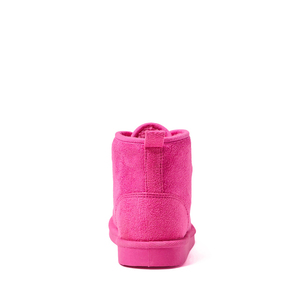 Bright <b>Pink</b> Faux Suede Children Snow <b>Ankle</b> <b>Boots</b> Lace Up Side Zipper Fleece Lining Non Slip Rubber Sole Warm Winter <b>Boots</b> - Product Image 5