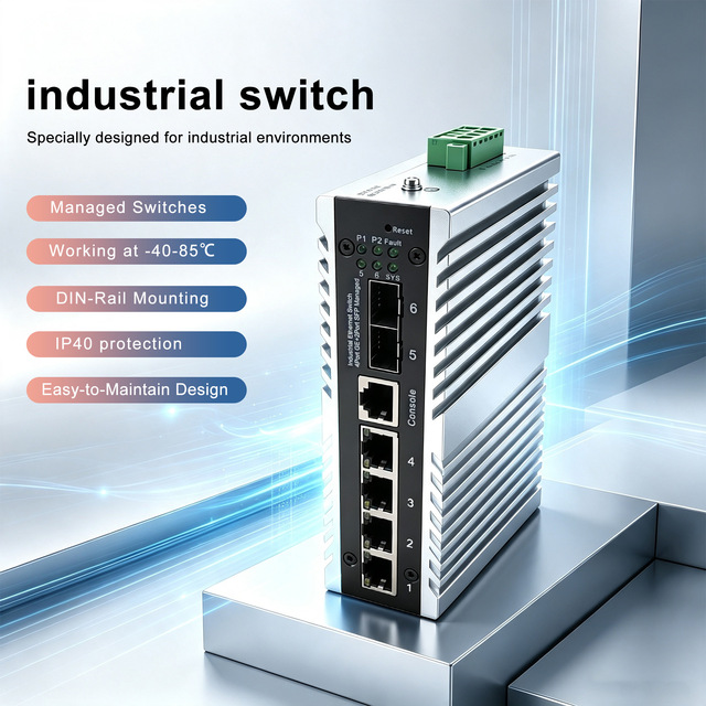 4-port PoE Network Management Gigabit 2 SFP Industrial Switch Static Routing, Rail Mounted Installation, SNMP Function