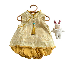 Chinese Style Jacquard Vest Hanfu Set Baby Girls Summer Breathable Shorts Two Piece Outfit - Product Image 4