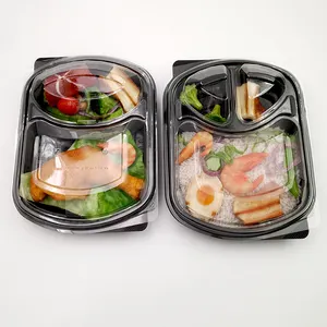 Wholesale disposable takeaway plastic food container 3 compartments food container