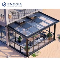 ENGGIA Véranda autoportante moderne avec structure en aluminium, double vitrage trempé Low-E, insonorisée, écologique, pour résidentiel, hôtel, extérieur