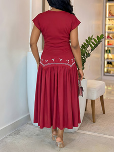 Y11076 Vestidos de Verano de Último Diseño para Mujer, Casuales, Elegantes, Ajustados, con Decoración de Pedrería, sin Mangas, Cuello en V, Vestido de Fiesta para Mujer - Product Image 4