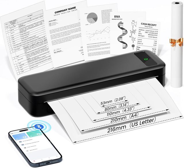 A4 Size Portable Thermal Printer Inkless Mobile A285M Printer Support Compatible with Android Laptop