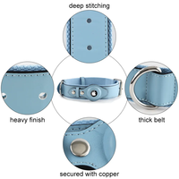 Collier pour chien en cuir PU fait main, personnalisable et réglable, avec rivets, motif uni et support AirTag GPS – Offre Spéciale