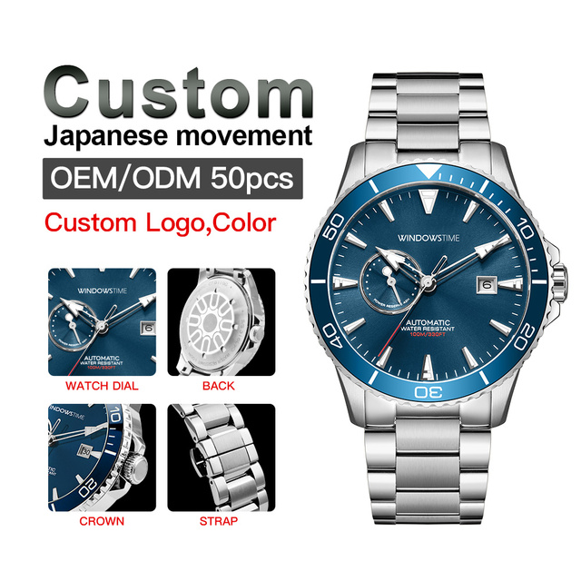 New Design Elegance Tourbillon Miyota Movement Stainless Steel Automatic Mechanical Men Watch Luxury High Quality Blue Dial 10