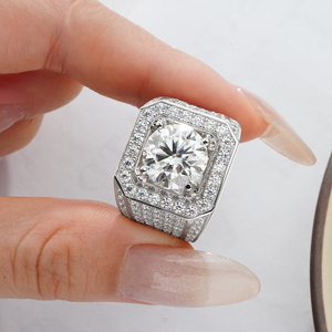 1ct2ct3ct5ctD VVS1 모이사나이트 925 실버 남자 반지 힙합 남자 실버 반지 - Product Image 3