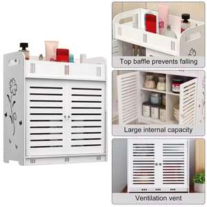 طبقات شبكية مجوفة بنمط زهور مثبتة على الحائط مستحضرات تجميل خالية من الخشب والبلاستيك رف تخزين المرحاض - Product Image 2