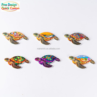 Aimants de réfrigérateur ronds modernes et colorés en forme de tortue marine, souvenirs de la vie marine, décoration de la maison personnalisable, cadeau