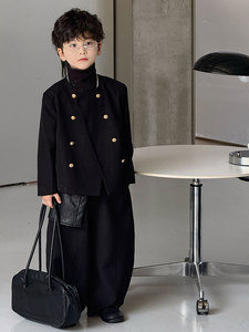 Ensemble de costume décontracté pour enfants, style coréen, teint en pièce, <span class=keywords><strong>printemps</strong></span> 2026, avec un petit manteau parfumé, couleur unie, <span class=keywords><strong>veste</strong></span> de costume pour garçons, <span class=keywords><strong>printemps</strong></span> - Product Image 2