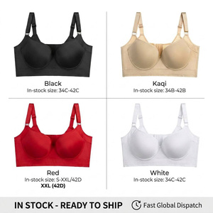 Sujetador con aros de alta sujeción y cierre trasero para mujer, tallas grandes B C D E F, con realce y efecto moldeador, venta al por mayor OEM personalizado - Product Image 4