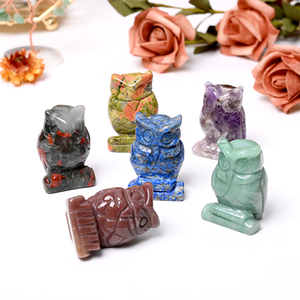 Figurines d'hiboux en cristal personnalisées, sculptées en pierres précieuses naturelles multiples, pour la vente en gros - Product Image 2
