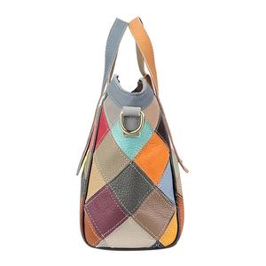 Sacs à main en cuir véritable AndoBag, sac bandoulière à carreaux avec surpiqûres colorées, sac à main décontracté et tendance 1822 - Product Image 4