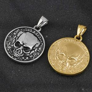 Collar con Colgante de Acero Inoxidable con Diseño de Calavera de Doble Cara, Estilo Hip Hop, para Hombre, Chapado en Oro - Product Image 4