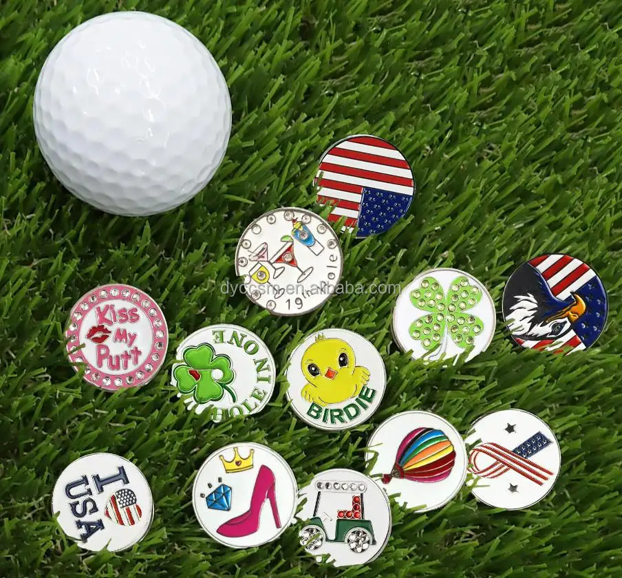 20 Styles Custom Großhandel Cute Custom Golfball Marker Miniatur Emaille Balls Marker Golf Mark