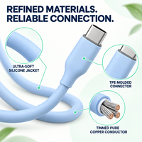 Câble de charge rapide USB C OEM 60W, Type-C vers Type-C, câble de données en silicone ultra souple pour ordinateur portable, tablette, téléphone, charge et synchronisation