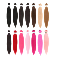 Extensions de cheveux synthétiques pré-étirées de 26 pouces, 90 grammes, en fibre haute température, teintes pour tressage