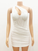 Robe Courte Mini Moulante Blanche Asymétrique pour Soirée et Bal de Promo – Collection Personnalisée pour Femmes