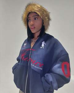 Yingling personnalisé poids lourd lavage à l'acide unisexe sérigraphie sweats à capuche Vintage soleil délavé brut Boxy sweat à capuche zippé sweats à capuche - Product Image 4