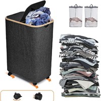 Panier de rangement pliable moderne en bambou, écologique, durable, imperméable, multifonctionnel, portable, avec poignées, grand format