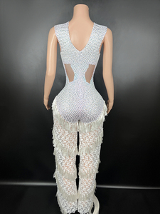 NOVANCE Y1405-B Dropshipping Productos 2024 Embroidered <strong>Jumpsuit</strong> Beaded Womens <strong>Fringe</strong> Tassel <strong>Jumpsuit</strong> for Dance - Product Image 4