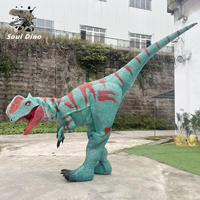Costume de dinosaure mécanique bleu à double couronne, avec cadre métallique et peau en silicone, pour événements, parcs d'aventure, musées, pour adultes