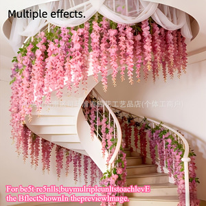 Guirnalda de Flores Artificiales de Glicinia Rosa para Decoración de Arcos, Bodas y Paredes, Ramo de Plástico Decorativo - Product Image 5