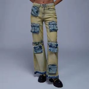 Nouveau Jean Cargo Baggy Femme Automne en Coton Délavé à l'Acide, Multi-Poches, Style Urbain Personnalisé, pour Filles - Vente Flash - Product Image 5