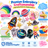 Patch brodé thermocollant et à coudre pour enfants, motifs planètes, étoiles, fusées, astronautes, licornes, galaxie, vente en gros
