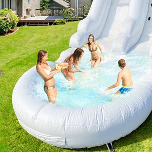 Toboggan aquatique gonflable blanc à une voie avec grande piscine pour l'intérieur et l'extérieur, idéal pour le plaisir estival et les rassemblements - Product Image 5